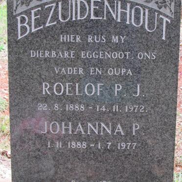 BEZUIDENHOUT Roelof P.J. 1888-1972 &amp; Johanna P. 1888-1977