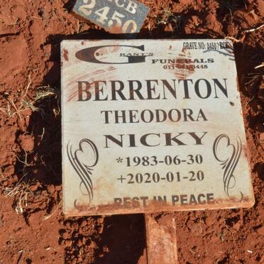 BERRENTON Theodora Nicky 1983-2020