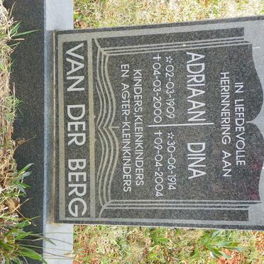 BERG Adriaan, van der 1909-2000 &amp; Dina 1914-2004