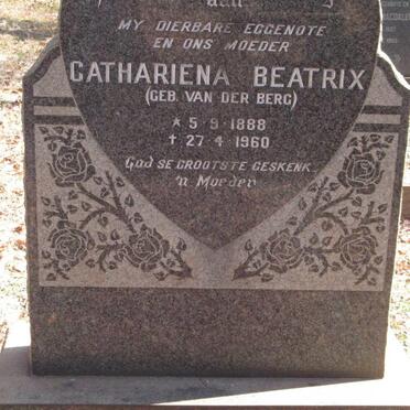 BERGH Cathariena Beatrix, van den nee VAN DER BERG 1888-1960