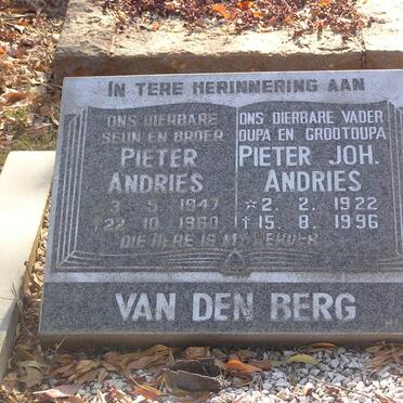 BERG Pieter Joh. Andries, van den 1922-1996 :: VAN DEN BERG Pieter Andries 1947-1960