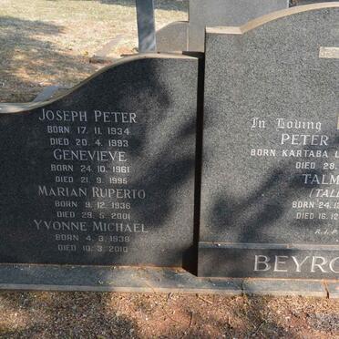 BEYROOTI Joseph Peter 1934-1993 &amp; Genevieve 1961-1995
