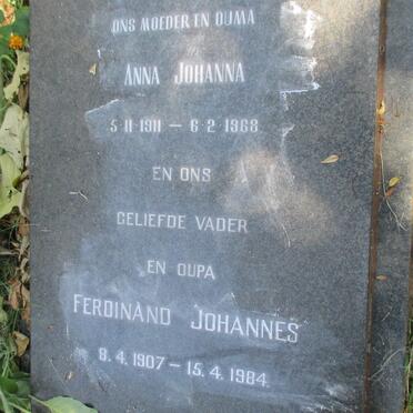 BEZUIDENHOUT Ferdinand Johannes 1907-1984 &amp; Anna Johanna 1911-1968
