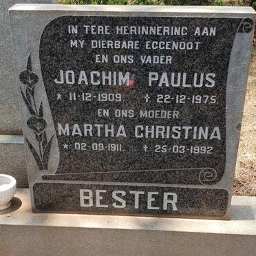 BESTER Joachim Paulus 1909-1975 &amp; Martha Christina 1911-1992