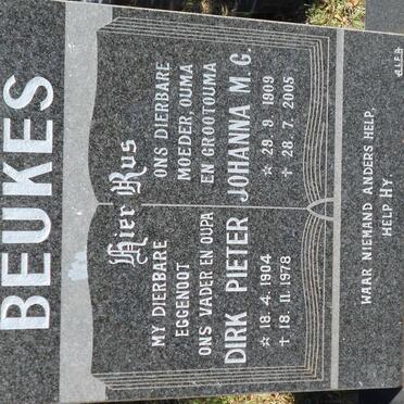 BEUKES Dirk Pieter 1904-1978 &amp; Johanna M.G. 1909-2005