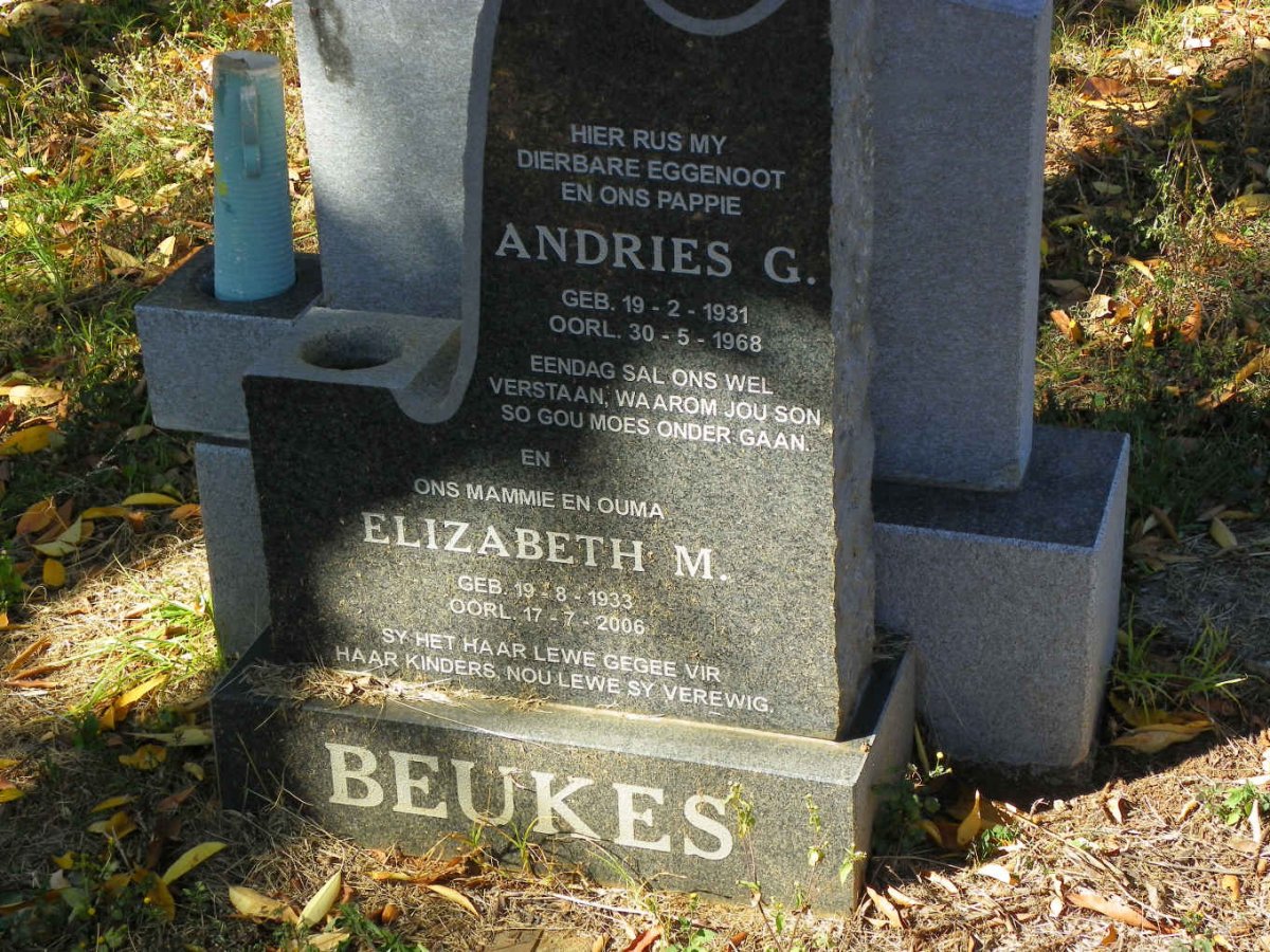 BEUKES Andries G. 1931-1968 &amp; Elizabeth M. 1933-2006