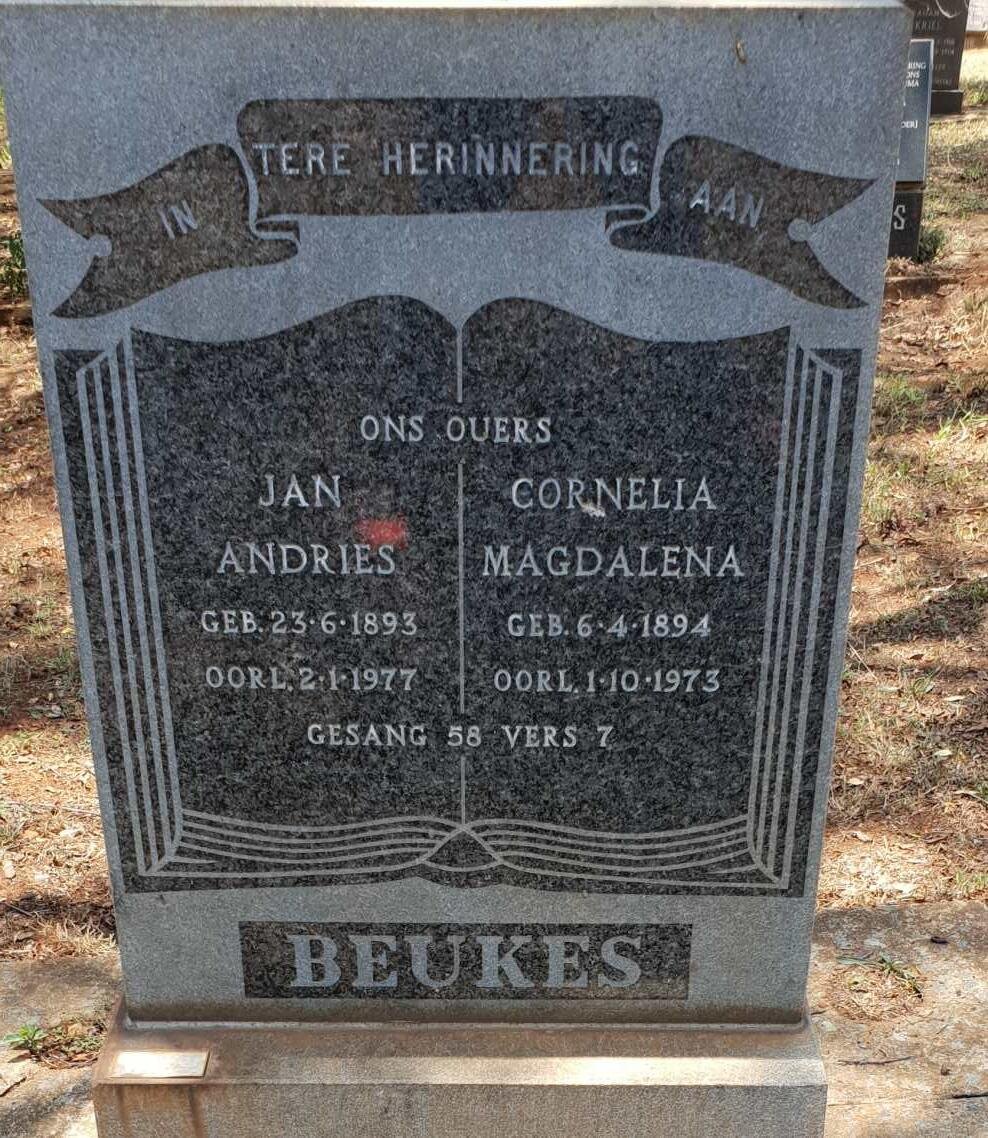 BEUKES Jan Andries 1893-1977 &amp; Cornelia Magdalena 1894-1973