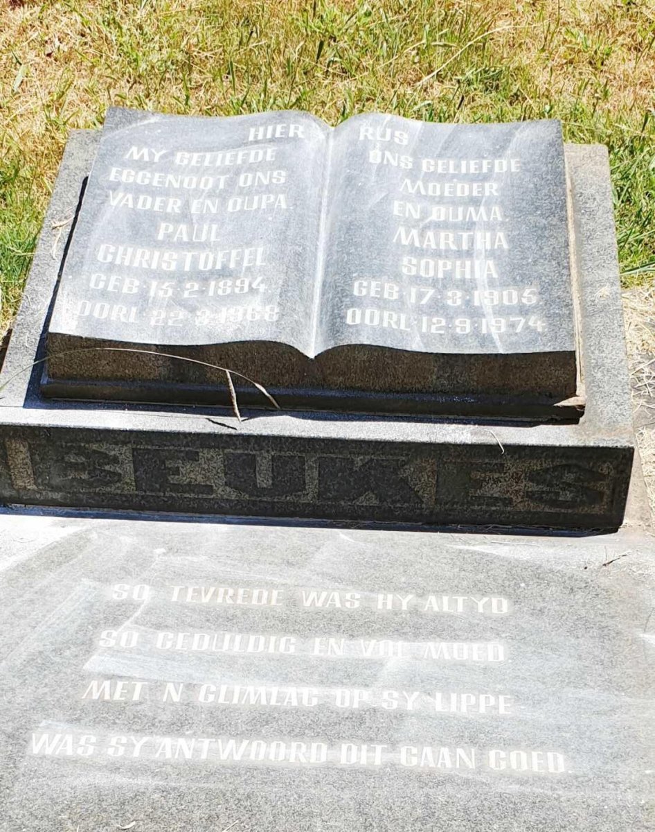 BEUKES Paul Christoffel 1894-1968 &amp; Martha Sophia 1905-1974