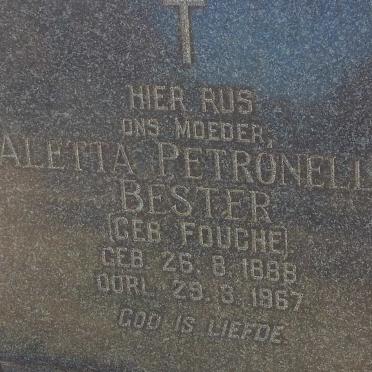 BESTER Aletta Petronella nee FOUCHE 1888-1967