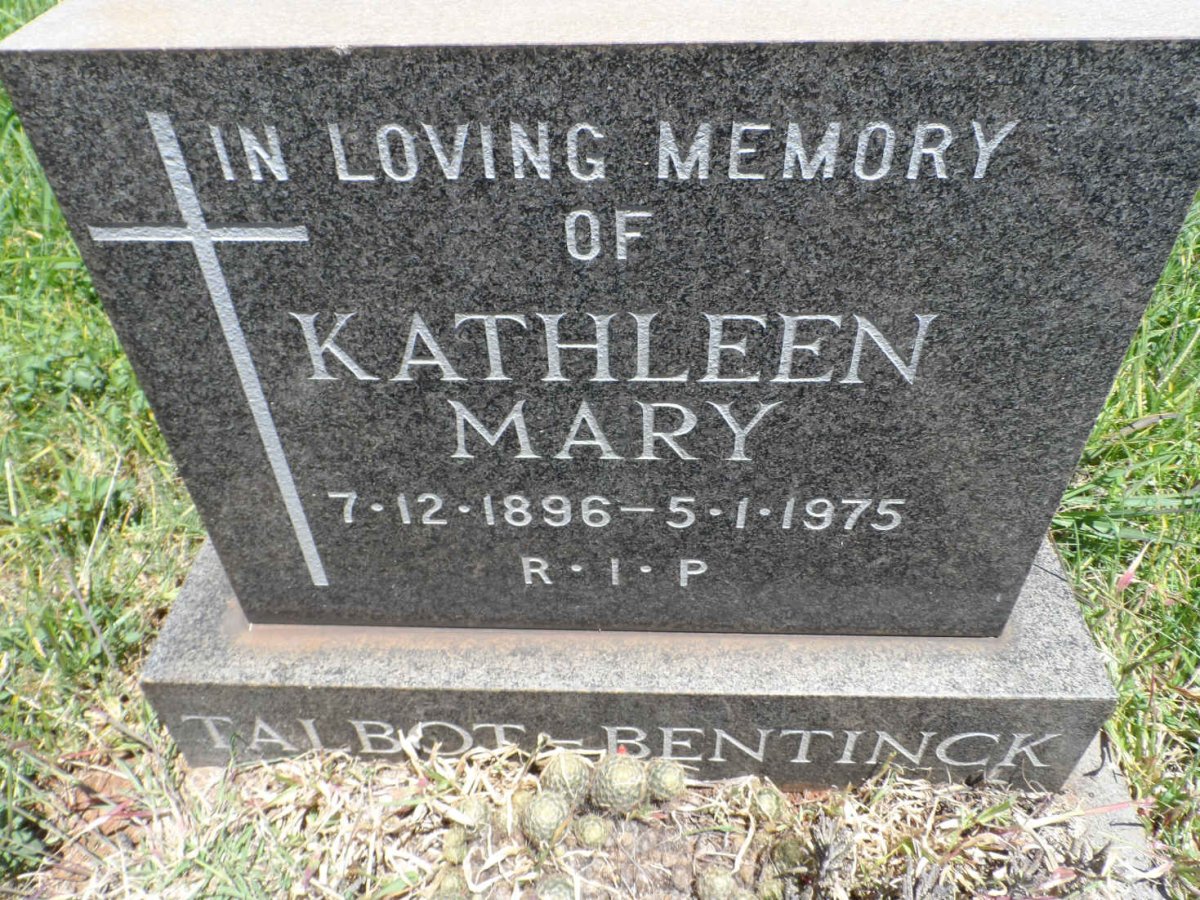 BENTINCK Kathleen Mary, TALBOT 1896-1975