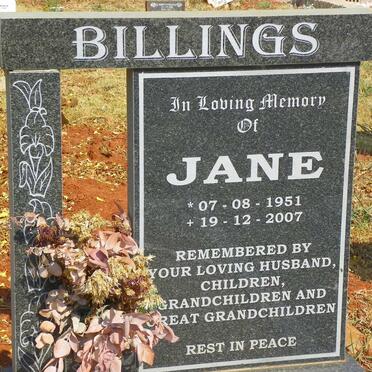 BILLINGS Jane 1951-2007