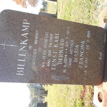 BILLENKAMP Ernst Karl Bernard 1904-1975 &amp; Maria Francina 1914-1999