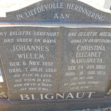 BLIGNAUT Johannes Willem 1892-1966 &amp; Christina Elizabet Margareta 1905-1975