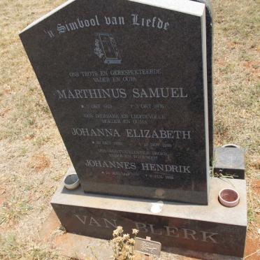 BLERK Marthinus Samuel, van 1923-1976 &amp; Johanna Elizabeth 1930-1998 :: VAN  BLERK Johannes Hendrik 1948-1989