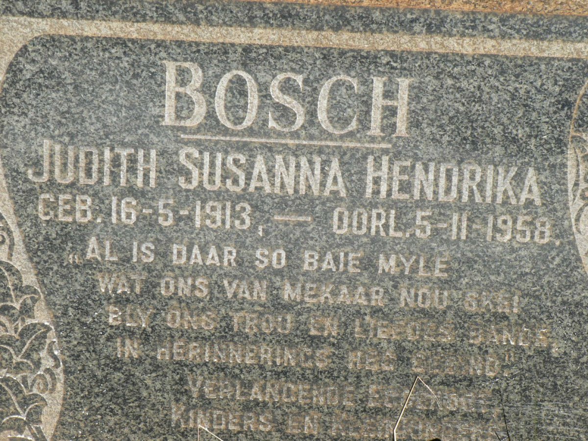 BOSCH Judith Susanna Hendrika 1913-1958