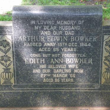 BOWKER Arthur Edwin -1944 &amp; Edith Ann -1966