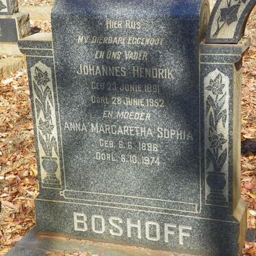 BOSHOFF Johannes Hendrik 1891-1952 &amp; Anna Margaretha Sophia 1896-1974