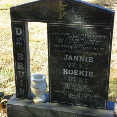 BRUIN Jannie, de 1935-1977 &amp; Koekie 1935-2011