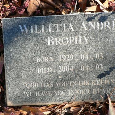 BROPHY Willetta Andre 1929-2004