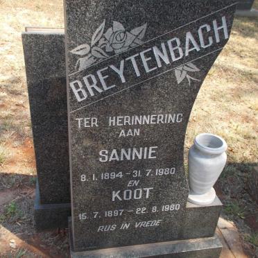 BREYTENBACH Koot 1897-1980 &amp; Sannie 1894-1980