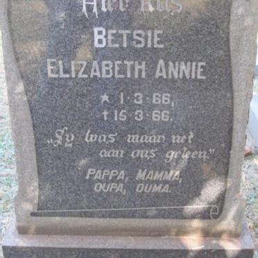 BROODRYK Betsie Elizabeth Annie 1966-1966