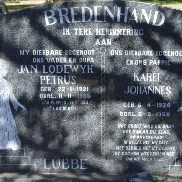 BREDENHAND Karel Johannes 1924-1958 :: LUBBE Jan Lodewyk Petrus 1921-1985
