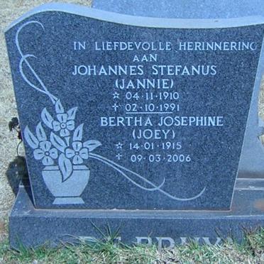 BRUYN Johannes Stefanus, de 1910-1991 &amp; Bertha Josephine 1915-2006