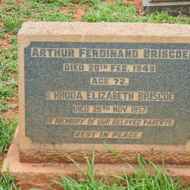 BRISCOE Arthur Ferdinand -1949 &amp; Rhoda Elizabeth -1957