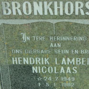 BRONKHORST Hendrik Lambert Nicolaas 1949-1982
