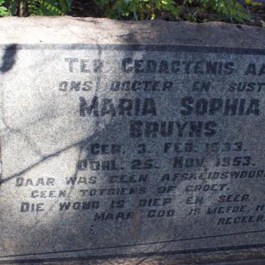BRUYNS Maria Sophia 1933-1953