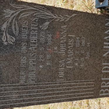 BREDENHANN Philippus Albertus 1873-1966 &amp; Louisa Johanna MARAIS 1884-1967
