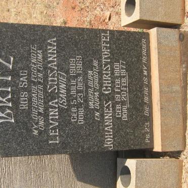 BRITZ Johannes Christoffel 1901-1977 &amp; Levina Susanna 1909-1969
