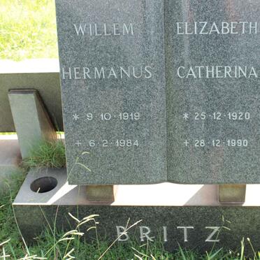 BRITZ Willem Hermanus 1919-1984 &amp; Elizabeth Catherina 1920-1990