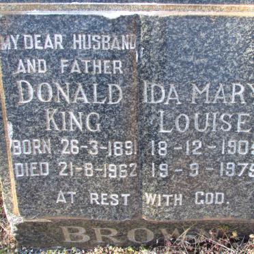 BROWN Donald King 1891-1962 &amp; Ida Mary Louise 1905-1975