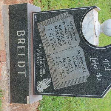 BREEDT Nicholas Martinus 1920-1989 &amp; Louisa Aletta 1924-1990