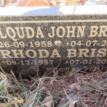 BRISE Alquda John 1958-2016 &amp; Rhoda 1957-2019