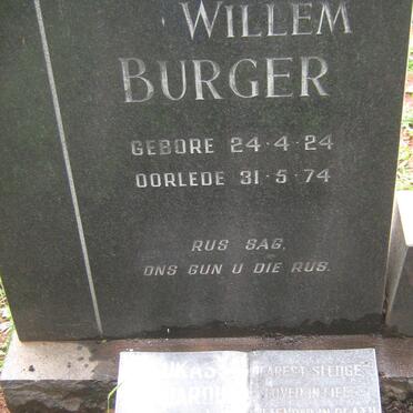 BURGER Schalk Willem 1924-1974 :: BURGER Lukas Gerhardus 1957-1984