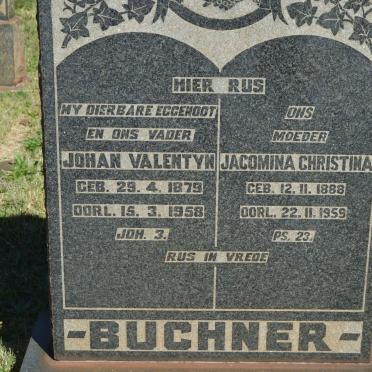 BUCHNER Johan Valentyn 1879-1958 &amp; Jacomina Christina 1888-1959