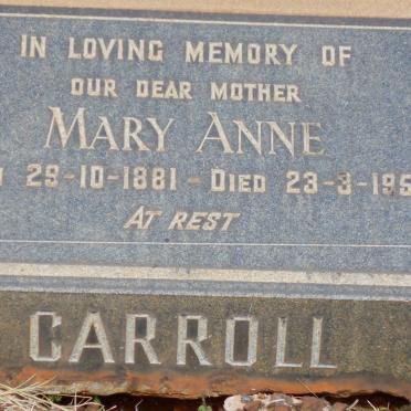 CARROLL Mary Anne 1881-1956