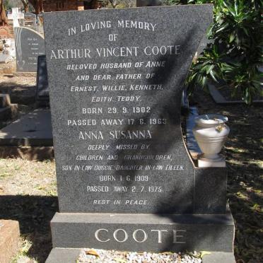 COOTE Arthur Vincent 1902-1963 &amp; Anna Susanna 1909-1975