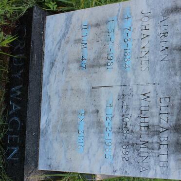 CRUYWAGEN Adrian Johannes 1884-1981 &amp; Elizabeth Wilhelmina 1892-1985