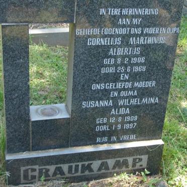 CRAUKAMP Cornelius Marthinus Albertus 1906-1968 &amp; Susanna Wilhelmina Alida 1908-1997