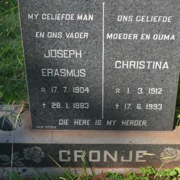 CRONJE Joseph Erasmus 1904-1983 &amp; Christina 1912-1993