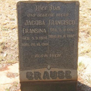 CRAUSE Francisco 1902-1962 &amp; Jacoba Fransina 1908-1961