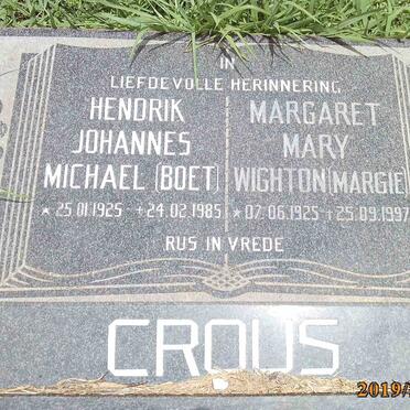 CROUS Hendrik Johannes Michael 1925-1985 &amp; Margaret Mary WIGHTON 1925-1997