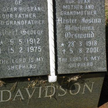 DAVIDSON Albert George 1912-1975 &amp; Hester Josina Wilhelmina ORSMOND 1918-2001