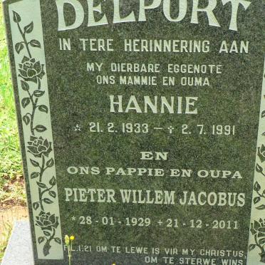 DELPORT Pieter Willem Jacobus 1929-2011 &amp; Hannie 1933-1991