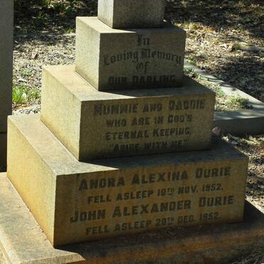 DURIE John Alexander -1952 &amp; Andra Alexina -1952