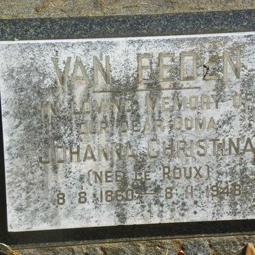 EEDEN Johanna Christina, van nee LE ROUX 1860-1948