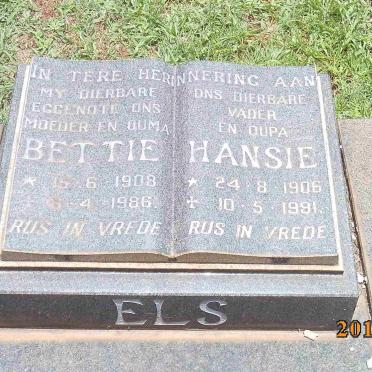 ELS Hansie 1906-1991 &amp; Bettie 1908-1986